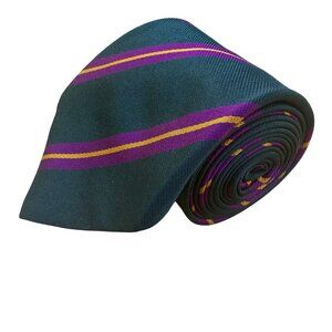 Ben Silver Mens Green Purple Yellow Silk Handmade Striped Neck Tie Classic Desig